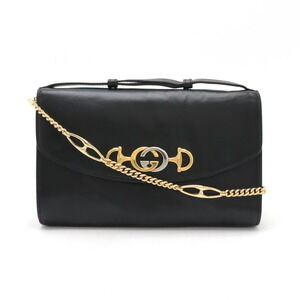 Gucci Zumi chain Shoulder Bag pochette clutch black leather